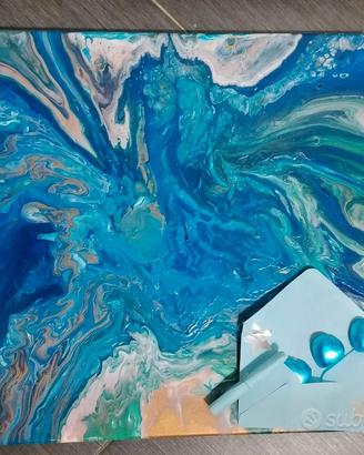 Quadro Astratto "Oceano" - Fluid Art Hand-made