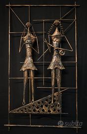 Scultura ferro battuto da parete – Pifferai