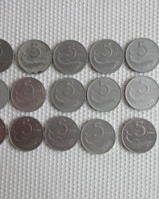 monete da 5 lire circolate come da foto