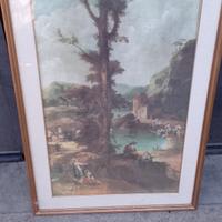 stampa raffigurante un paesaggio- un albero e lago