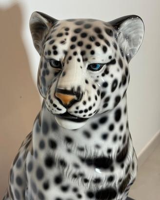 statua leopardo bianco 75 cm 