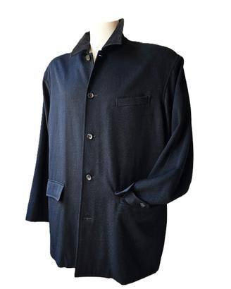 Giaccone lana nera collo camoscio Comme des Garc