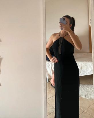 abito lungo nero  elegante