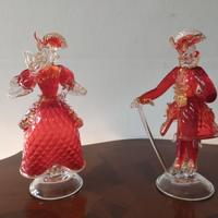 Coppia statuine da collezione  in vetro di Murano.