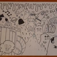 Quadro tela disegno fatto a mano, doodle art