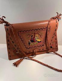 Borsa sarda in pelle vintage anni 60