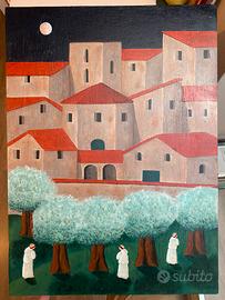 Dipinto olio su tavola Naif 2