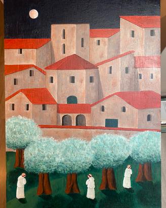 Dipinto olio su tavola Naif 2