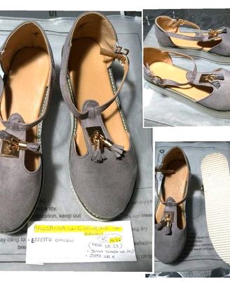 Scarpa Ballerine in camoscio con zeppa