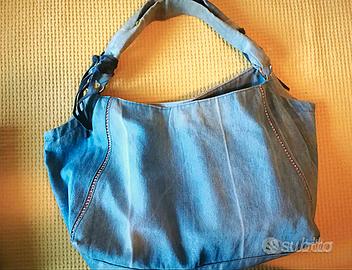 Borsa mare stilosa in jeans e strass