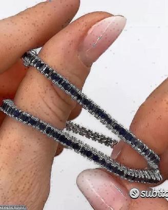 BRACCIALE TENNIS ORO 18kt. CON ZAFFIRI CARRE'