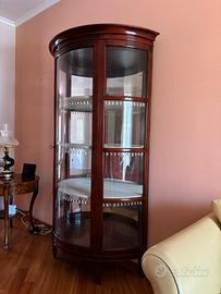 Vetrina in Mogano Massello Curva Specchiata