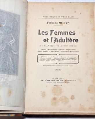Libro Antico 1910 Les Femmes et l'Adultère Mitton