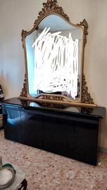 Madia credenza nero lucido con specchio 