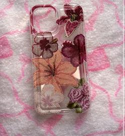 Cover iPhone 13 mini trasparente con fiori