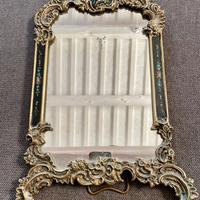 Specchio francese da tavolo, bronzo e smalti