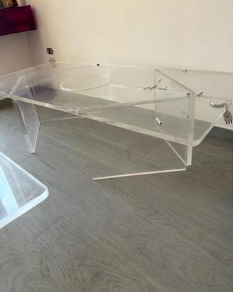 2 Letto singolo sospeso in plexiglass con luci led
