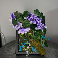 Quadro floreale 3D viola & blu – handmade