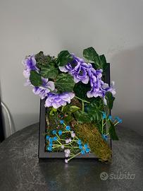 Quadro floreale 3D viola & blu – handmade