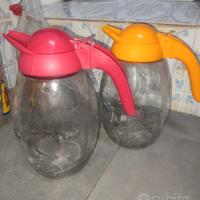 set 2 caraffe vetro decorato con tappo a vite 