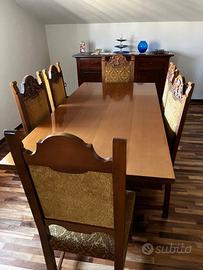 Tavolo da pranzo con 6 sedie '60-'80 