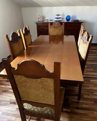 Tavolo da pranzo con 6 sedie '60-'80 