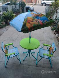 Set tavolo,seggiole e ombrellone per bimbi