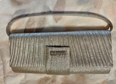 Pochette  elegante in tessuto color Argento