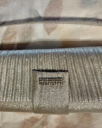Pochette  elegante in tessuto color Argento