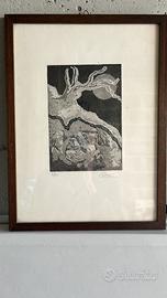 Quadro con cornice legno noce