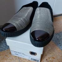 Mocassini slip-on GEOX argento/nero