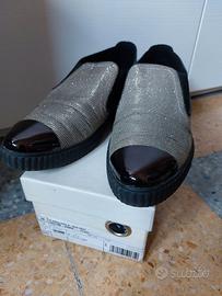 Mocassini slip-on GEOX argento/nero