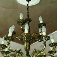 Antico lampadario a raggiera in ottone anni 60