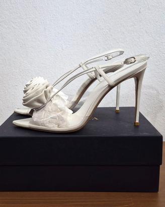 Sandali con tacco, pelle, bianco, Le Silla, n.41,5