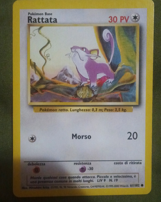Carta Pokemon RATTATA set base 1999-2000