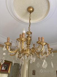 Lampadario oro con pendoli Swarovski