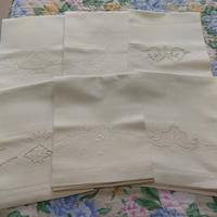 Set 6 asciugamani viso in lino ricamato a mano