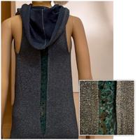 M&V mini abito maxi pull donna verde laminato pizz