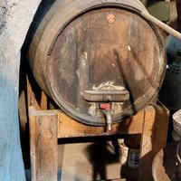 Due botti per vino con carrelli
