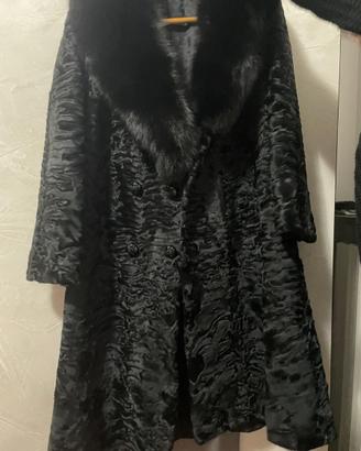 Pelliccia vera vintage in persiano,collo volpe ner