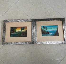 Quadretti vintage con scogliera e tramonto