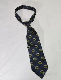 Cravatta Moschino 100% seta blu con logo all over