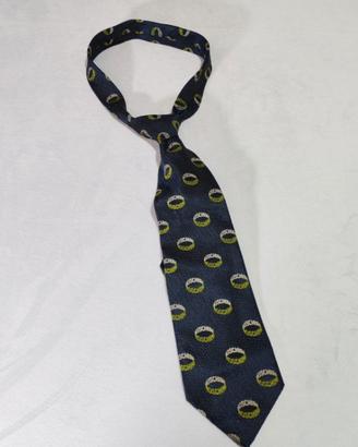 Cravatta Moschino 100% seta blu con logo all over