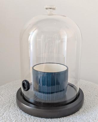 Campana affumicatura vetro con base legno