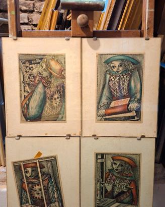 Raro lotto completo di 4 stampe d'arte vintage