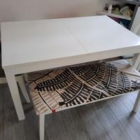 Tavolo allung.+ sedia + panca bianca + panca rossa
