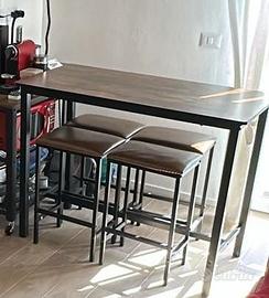 Tavolo alto con 4 sgabelli stile industrial