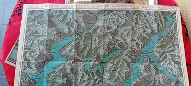 antica carta laghi maggiore Como e lugano 