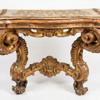 Console antica dorata stile barocco  (Coppia)