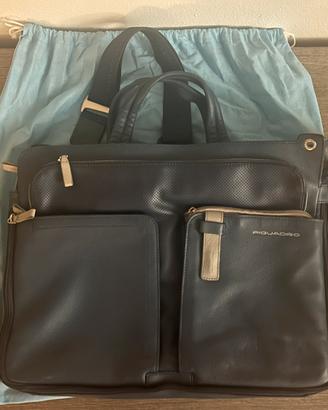 Borsa porta PC e documenti Piquadro pelle blu